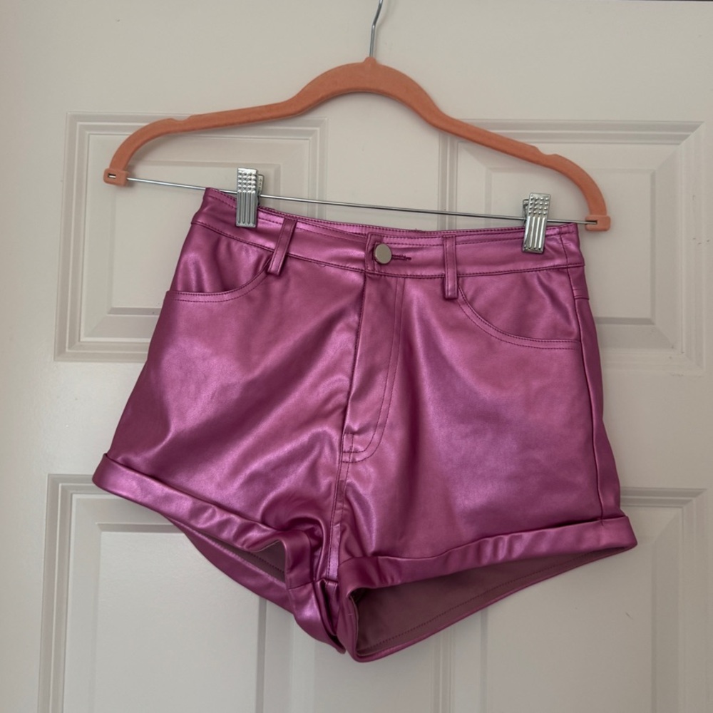 Revolve Superdown Metallic Pink Women's Shorts